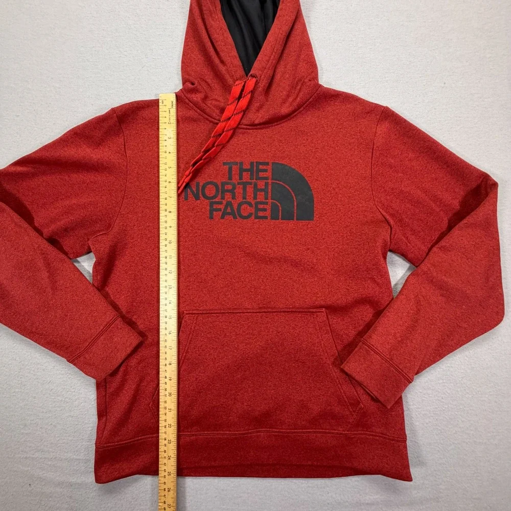 The North Face Hoodie Mens Large Good Red Heathered Logo Pullover Fleece